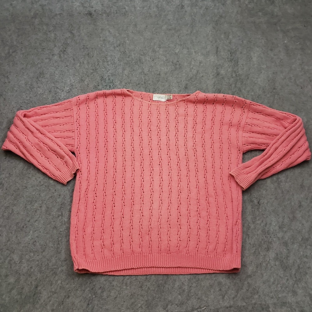 VINTAGE Van Heusen Sweater Women Medium Pink Knit Sweatshirt Outdoors Ladies M